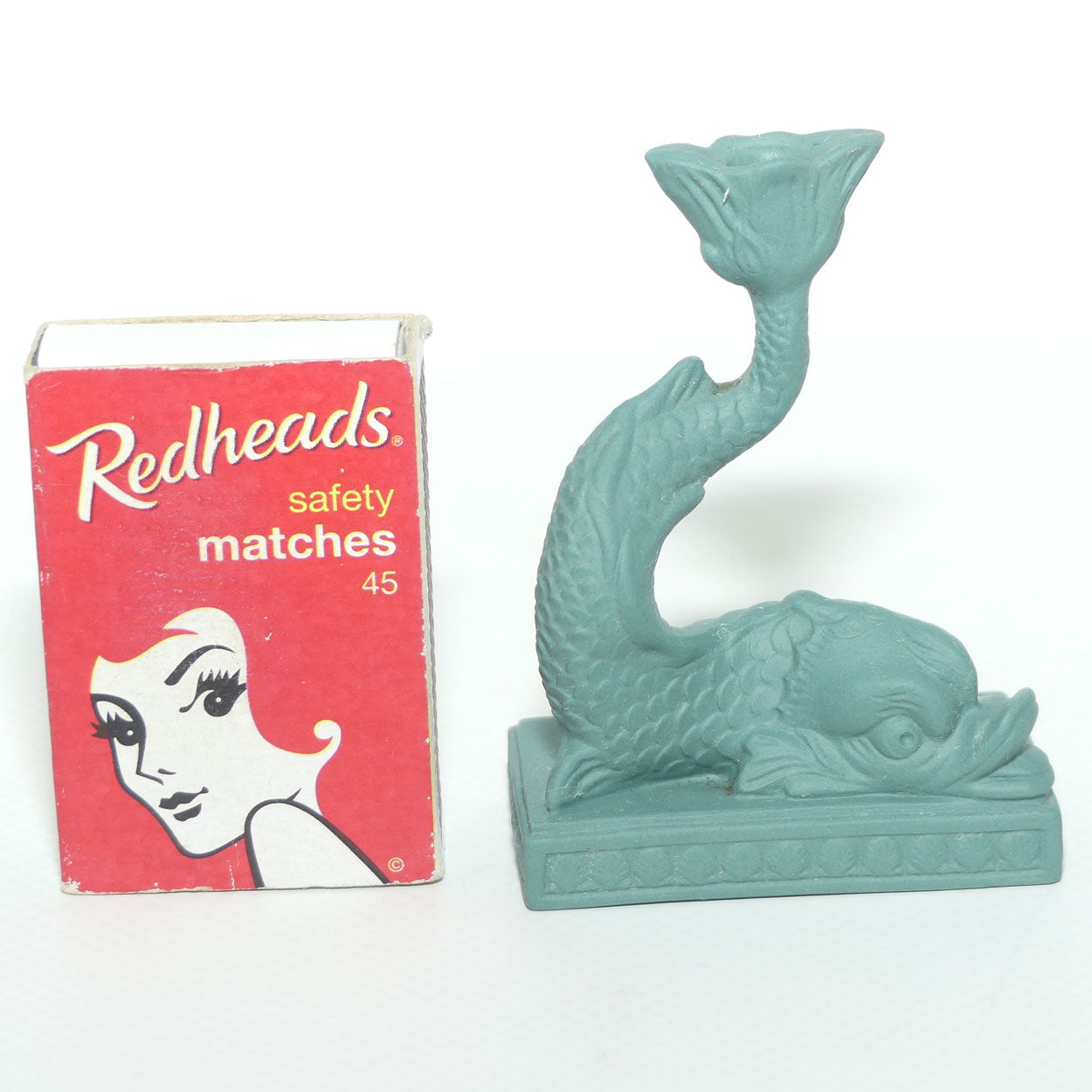 Wedgwood Spruce miniature taper holder | Neoclassical Dolphin