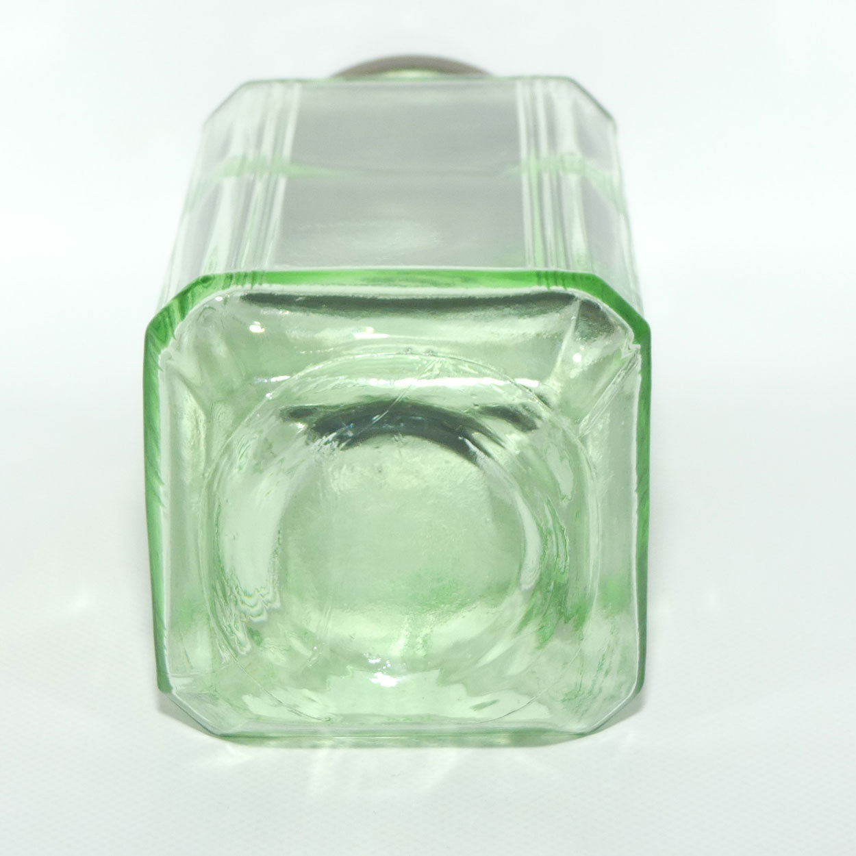 Green Glass square screw top jar | Bakelite lid | 20cm tall