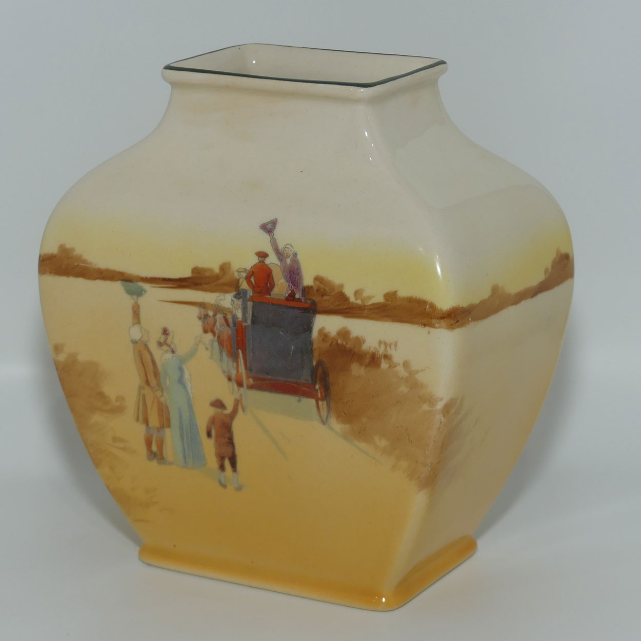 Royal Doulton Coaching Days square section shaped vase