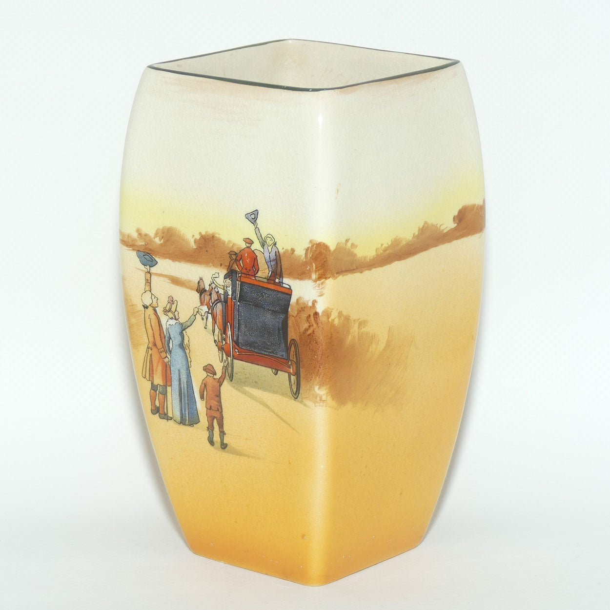 Royal Doulton Coaching Days square vase D2716