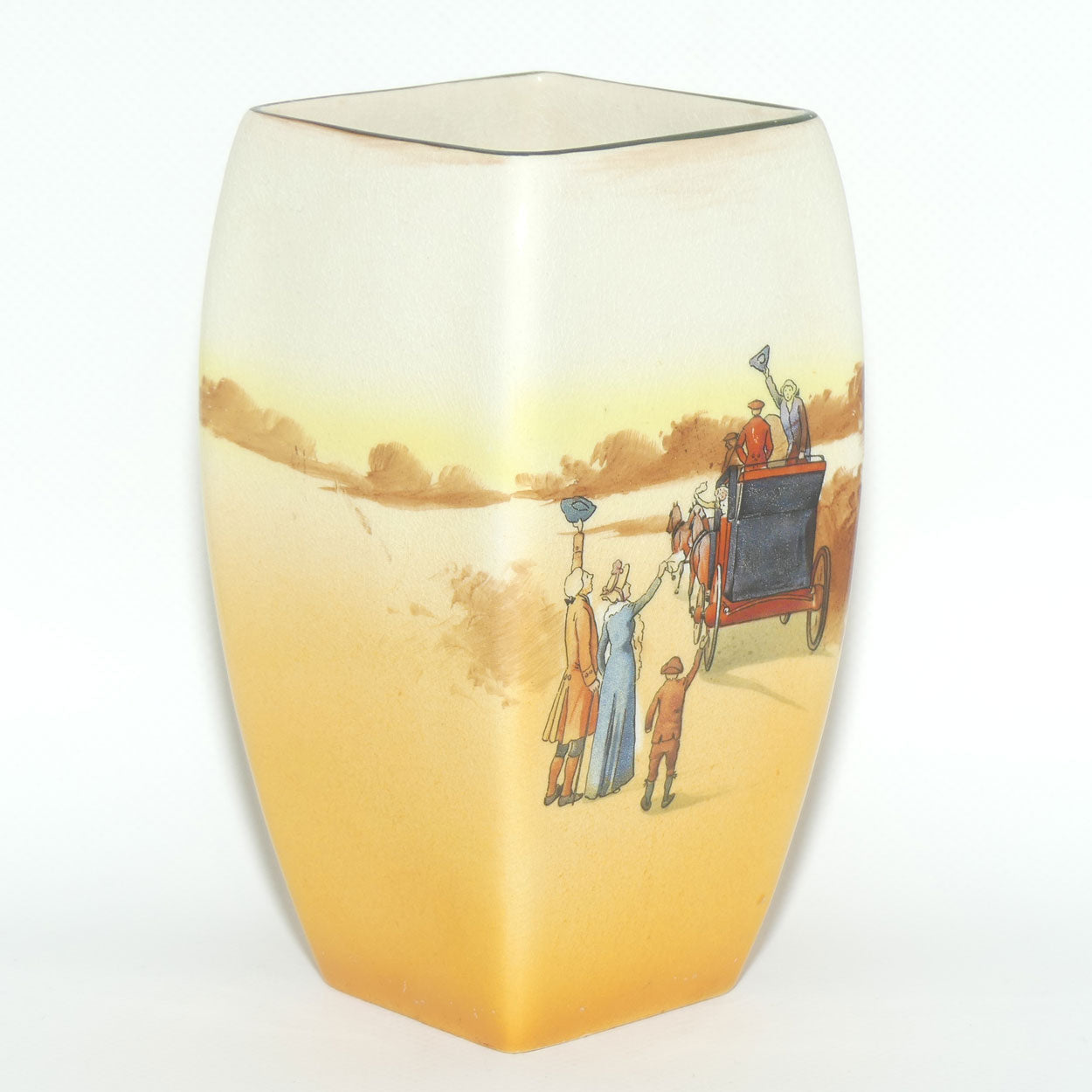 Royal Doulton Coaching Days square vase D2716