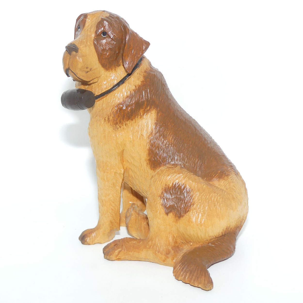 Wooden finely carved figure of St Bernard Rescue Dog | Swiss