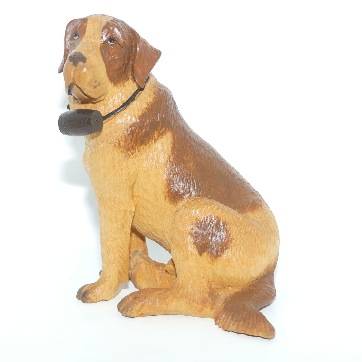 Wooden finely carved figure of St Bernard Rescue Dog | Swiss