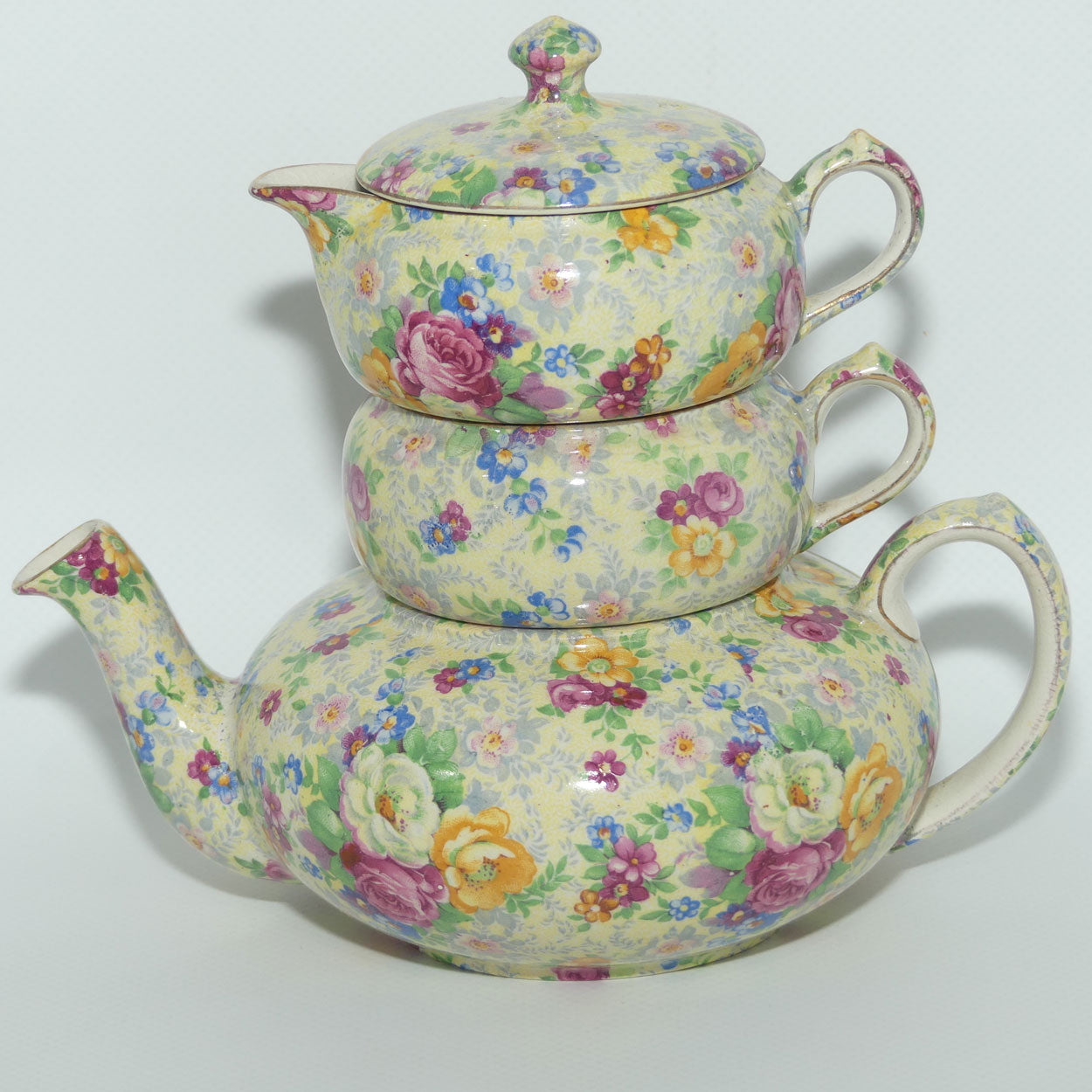 Lord Nelson Ware England Rose Time pattern stacking tea pot set