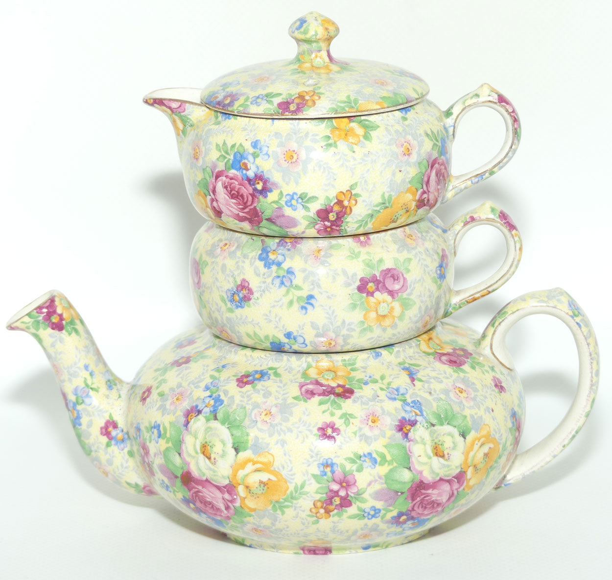 Lord Nelson Ware England Rose Time pattern stacking tea pot set
