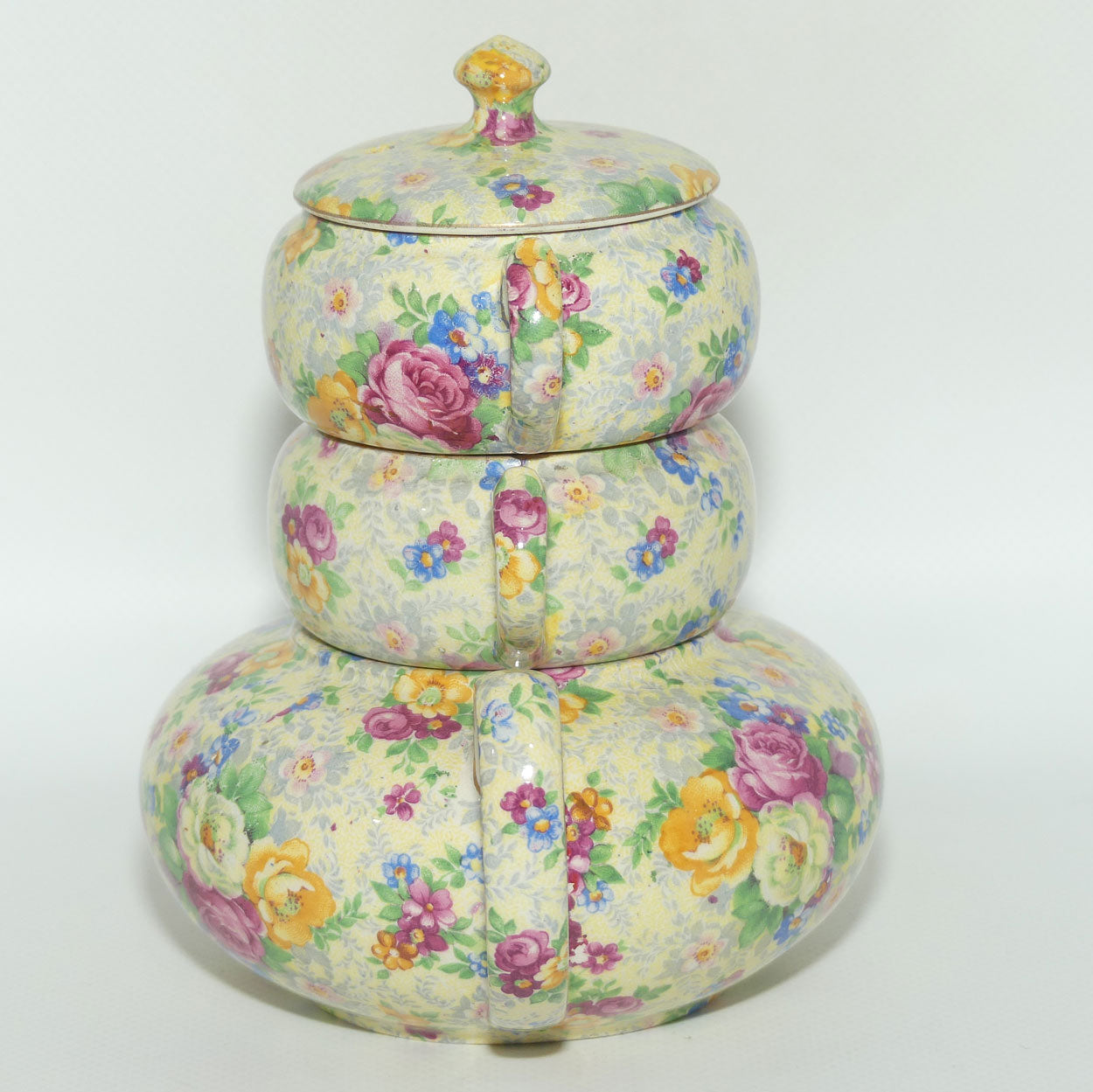 Lord Nelson Ware England Rose Time pattern stacking tea pot set