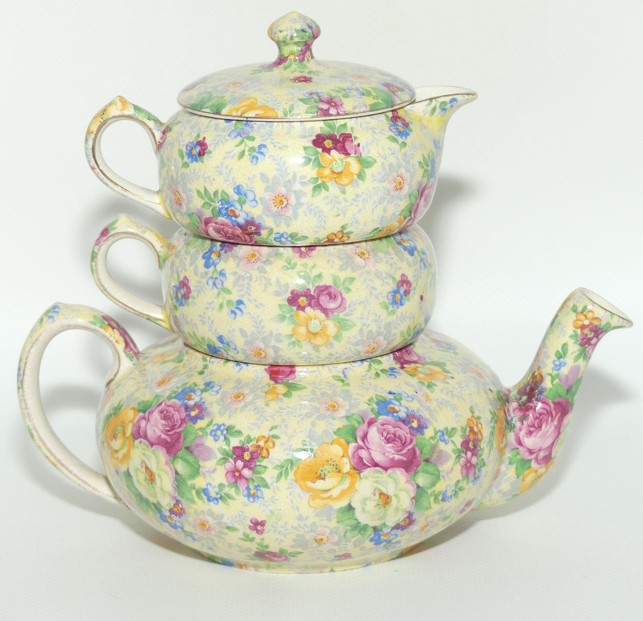 Lord Nelson Ware England Rose Time pattern stacking tea pot set