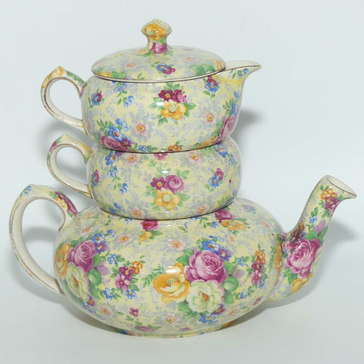 Lord Nelson Ware England Rose Time pattern stacking tea pot set