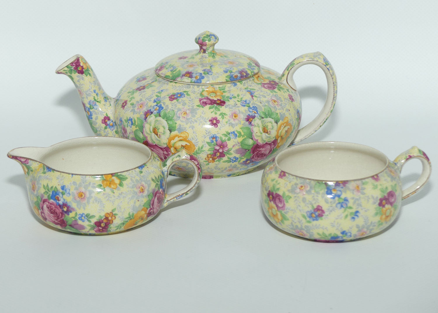 Lord Nelson Ware England Rose Time pattern stacking tea pot set