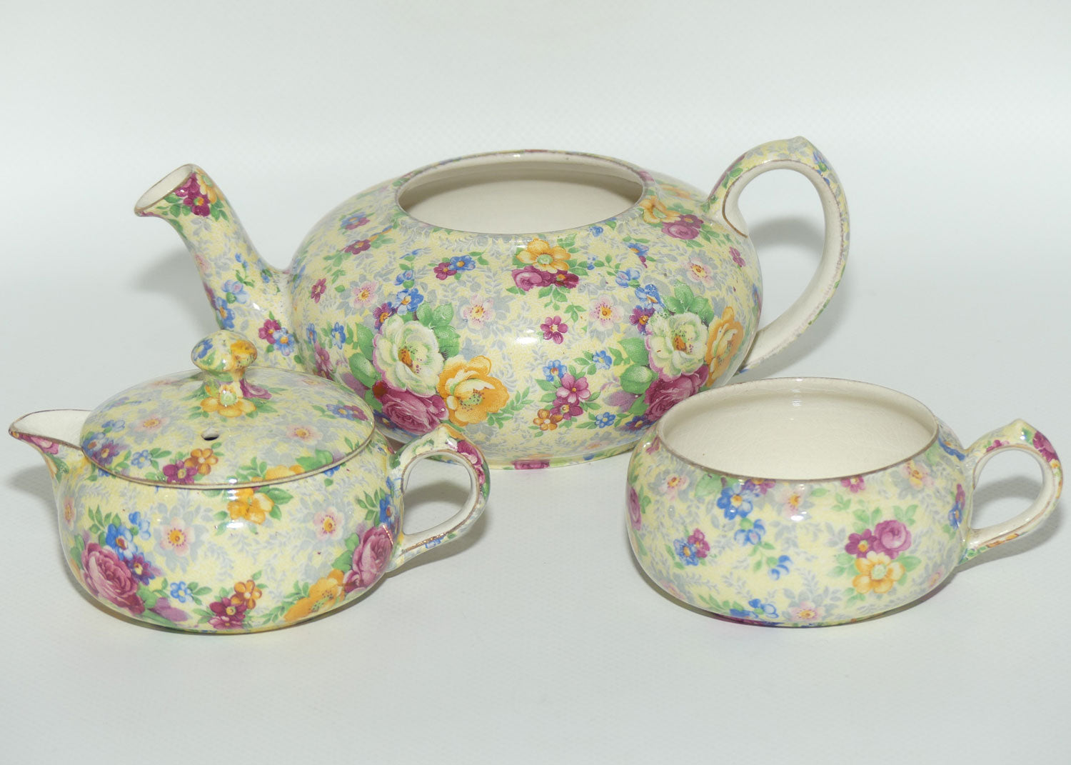 Lord Nelson Ware England Rose Time pattern stacking tea pot set