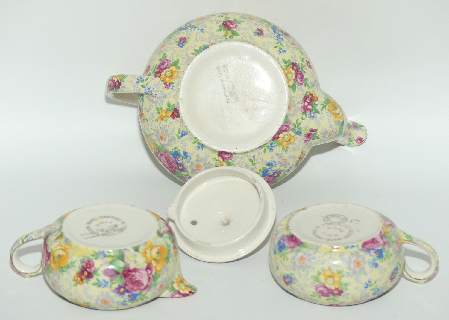 Lord Nelson Ware England Rose Time pattern stacking tea pot set