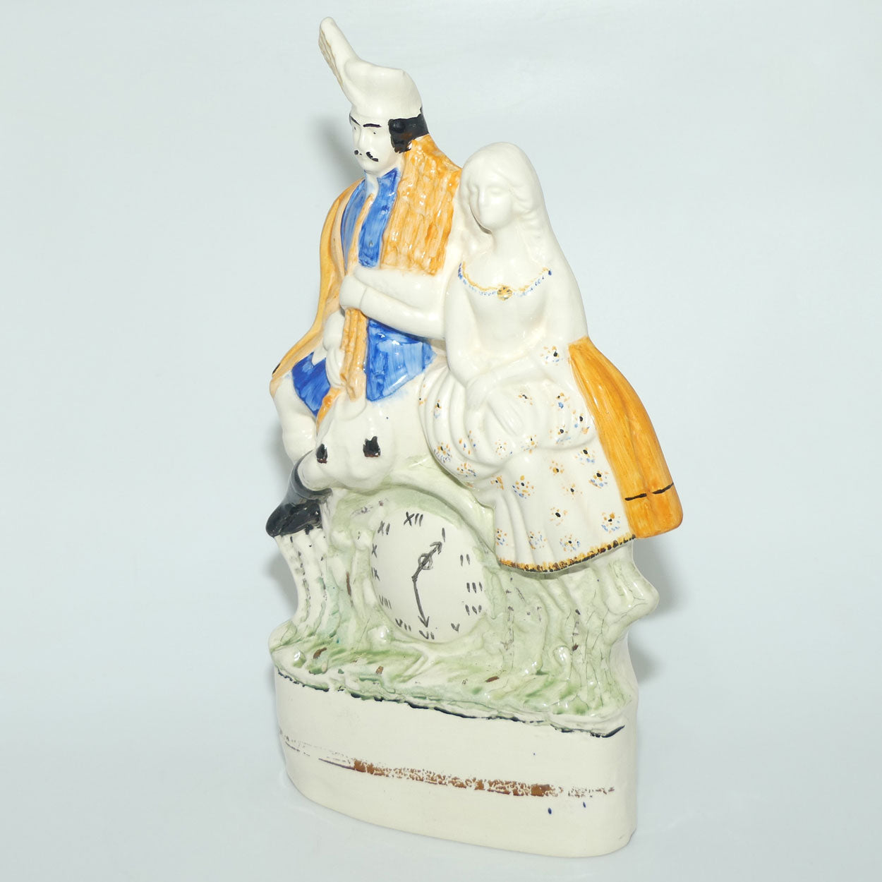 Antique style Staffordshire Flat Back Clock Figure | Couple