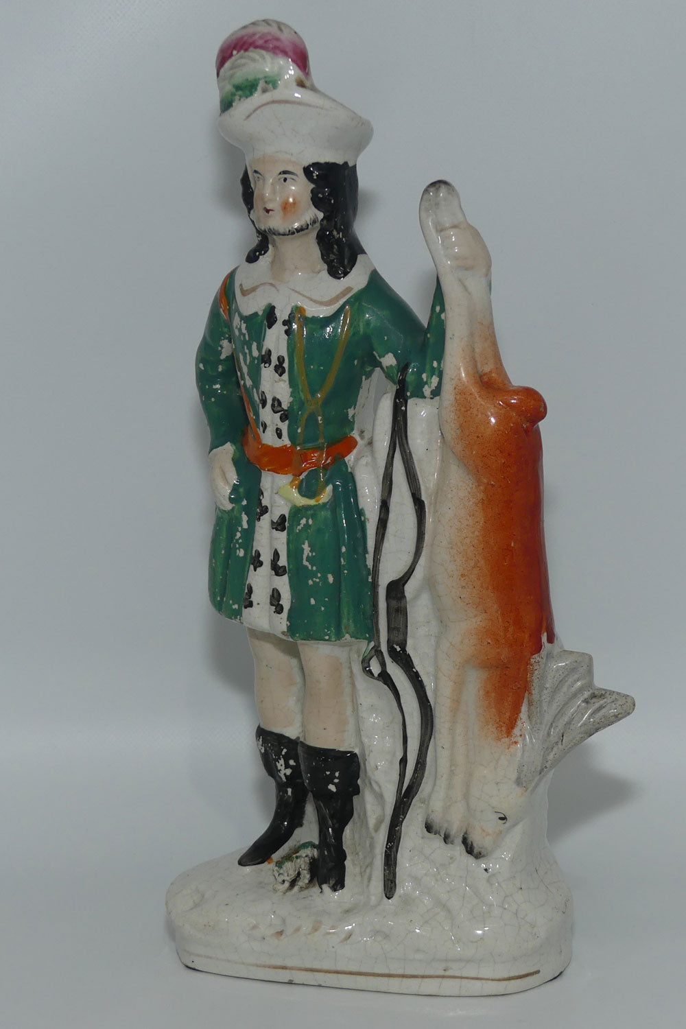 Antique Staffordshire Flat back figure Hunter and Prey c.1860