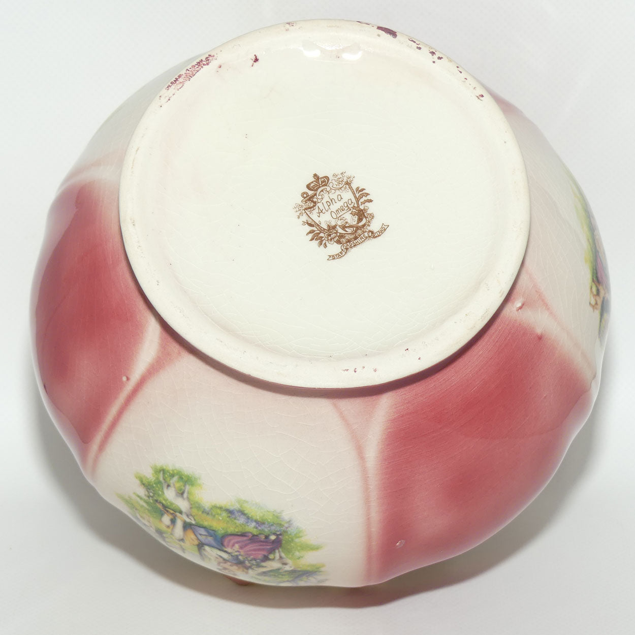 Alpha Omega Staffordshire England Courting Scene fern pot | jardiniere