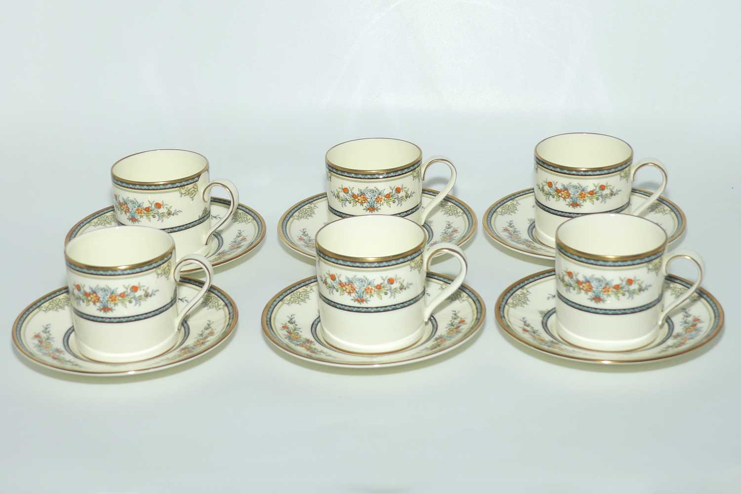 Minton Bone China Stanwood pattern set of 6 demi tasse duos