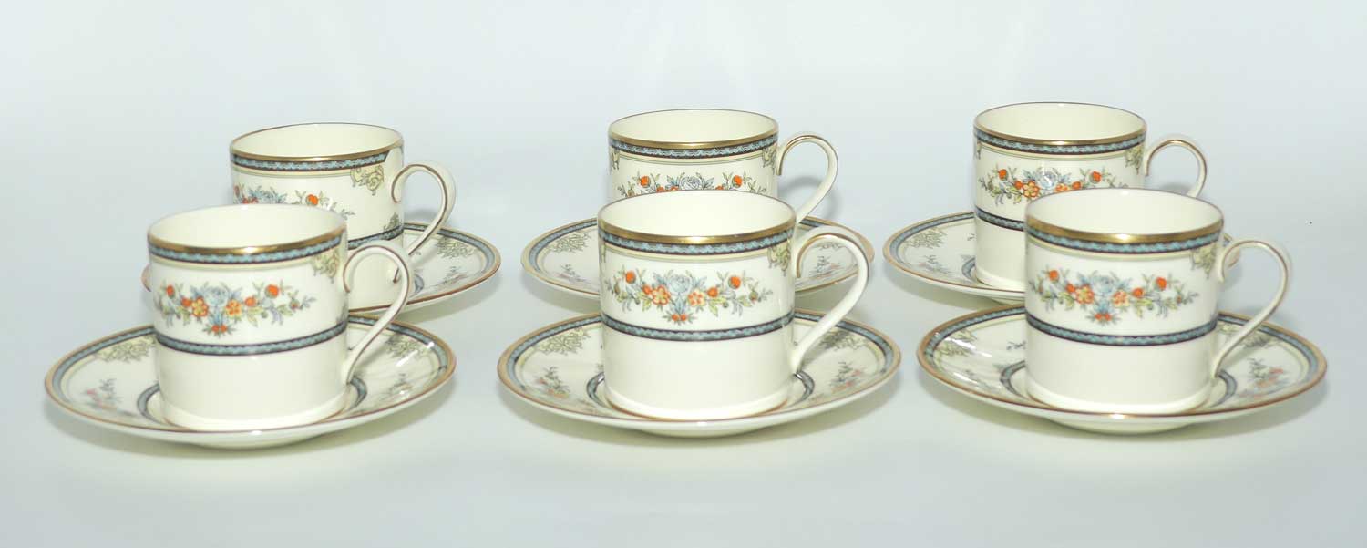 Minton Bone China Stanwood pattern set of 6 demi tasse duos