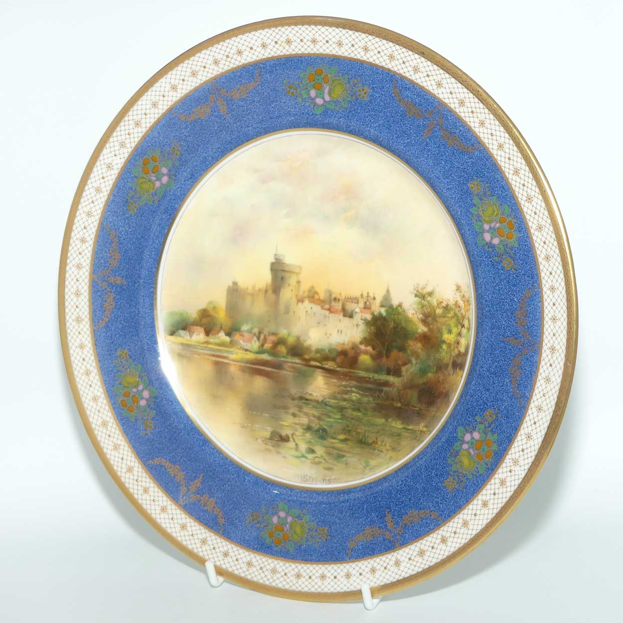 Royal Doulton hand painted and gilt Windsor Castle plate | for Tiffany and Co New York | signed H Stevenson