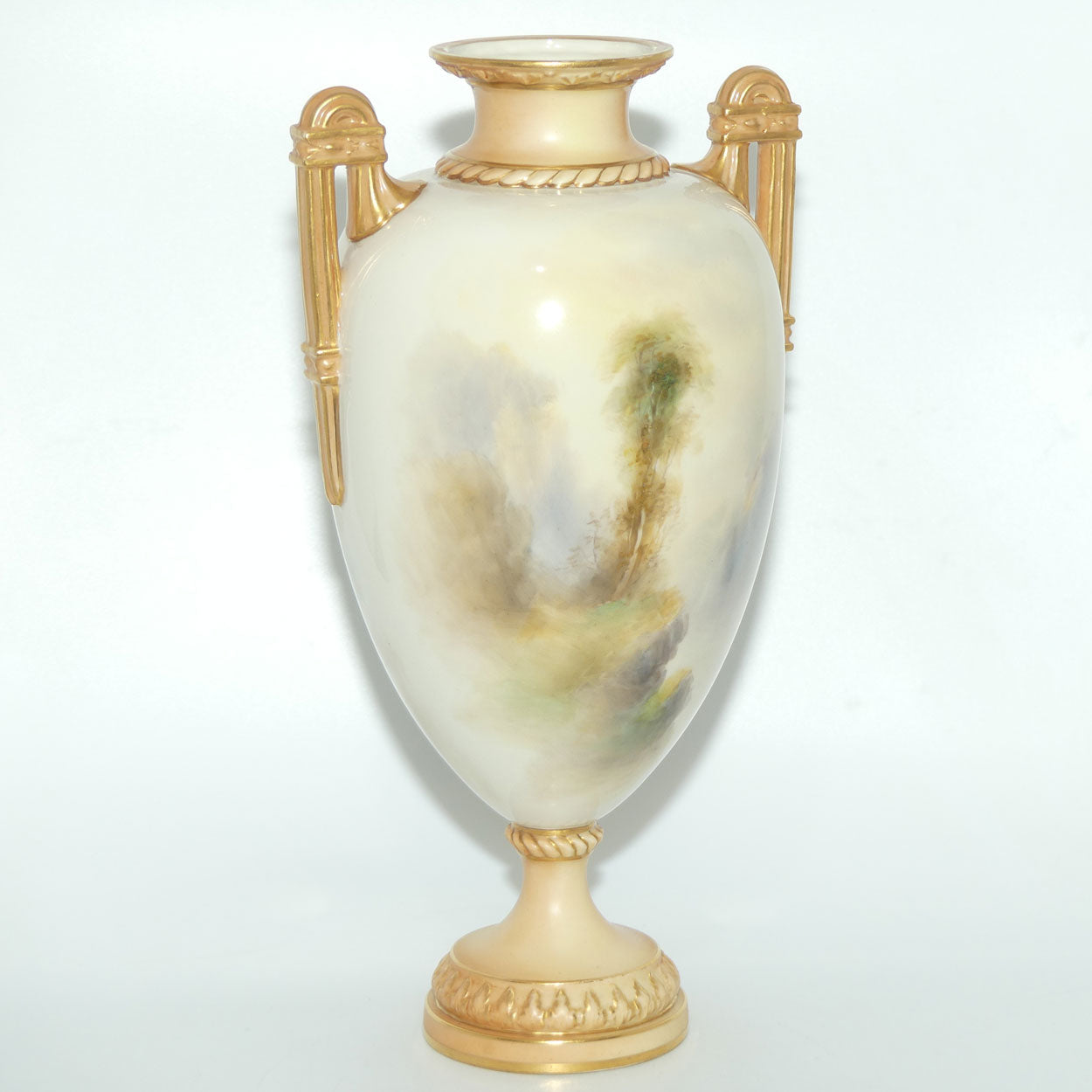 Royal Worcester hand painted twin handle Highland Cattle vase | John Stinton | #2