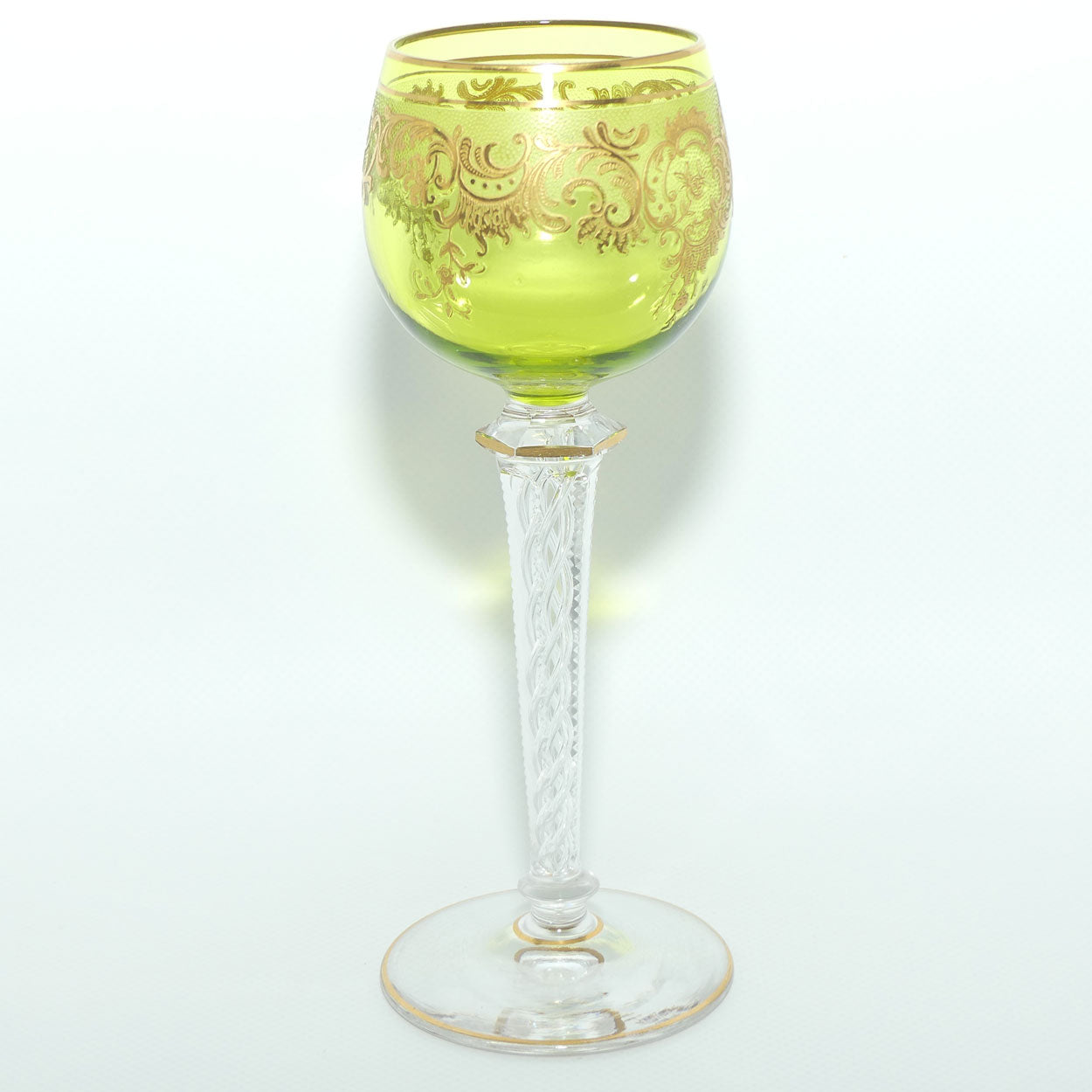 Saint Louis Massenet Gold Green Hock Wine glass with Air Twist stem