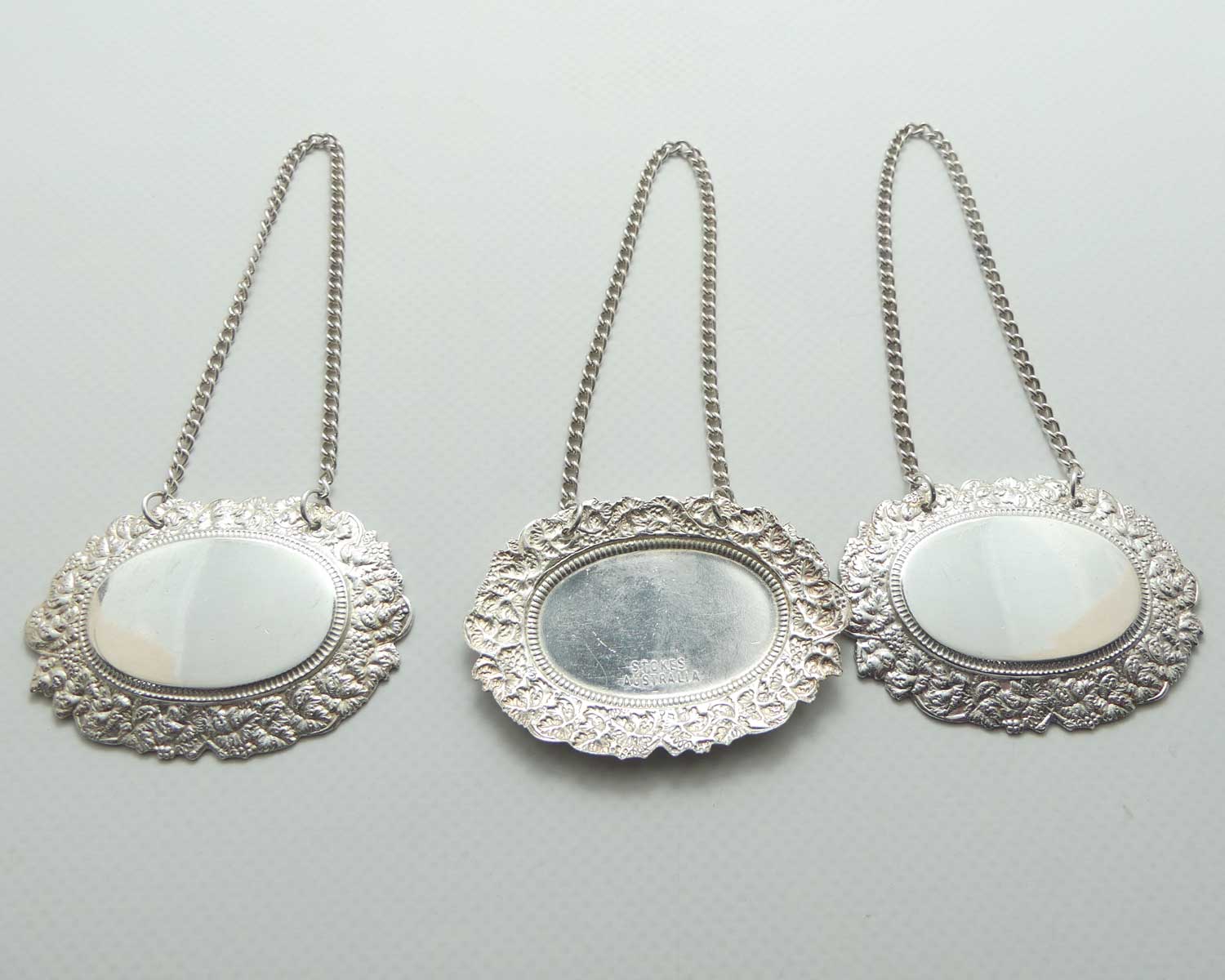 Set of 3 Stokes Australia Silver Plated decanter collars