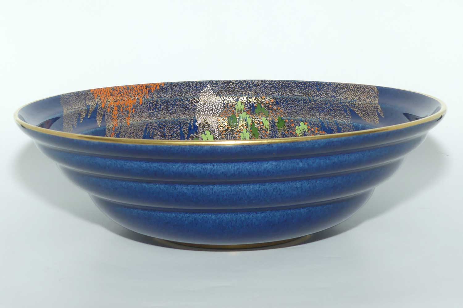 Carlton Ware very large round bowl | Storks on Blue Ground | 31.5cms diam