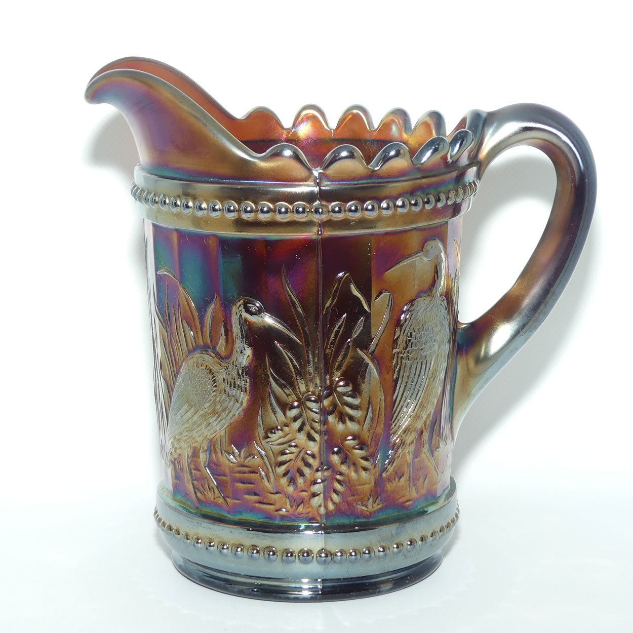 Dugan Amethyst Carnival glass water jug | Stork and Rushes