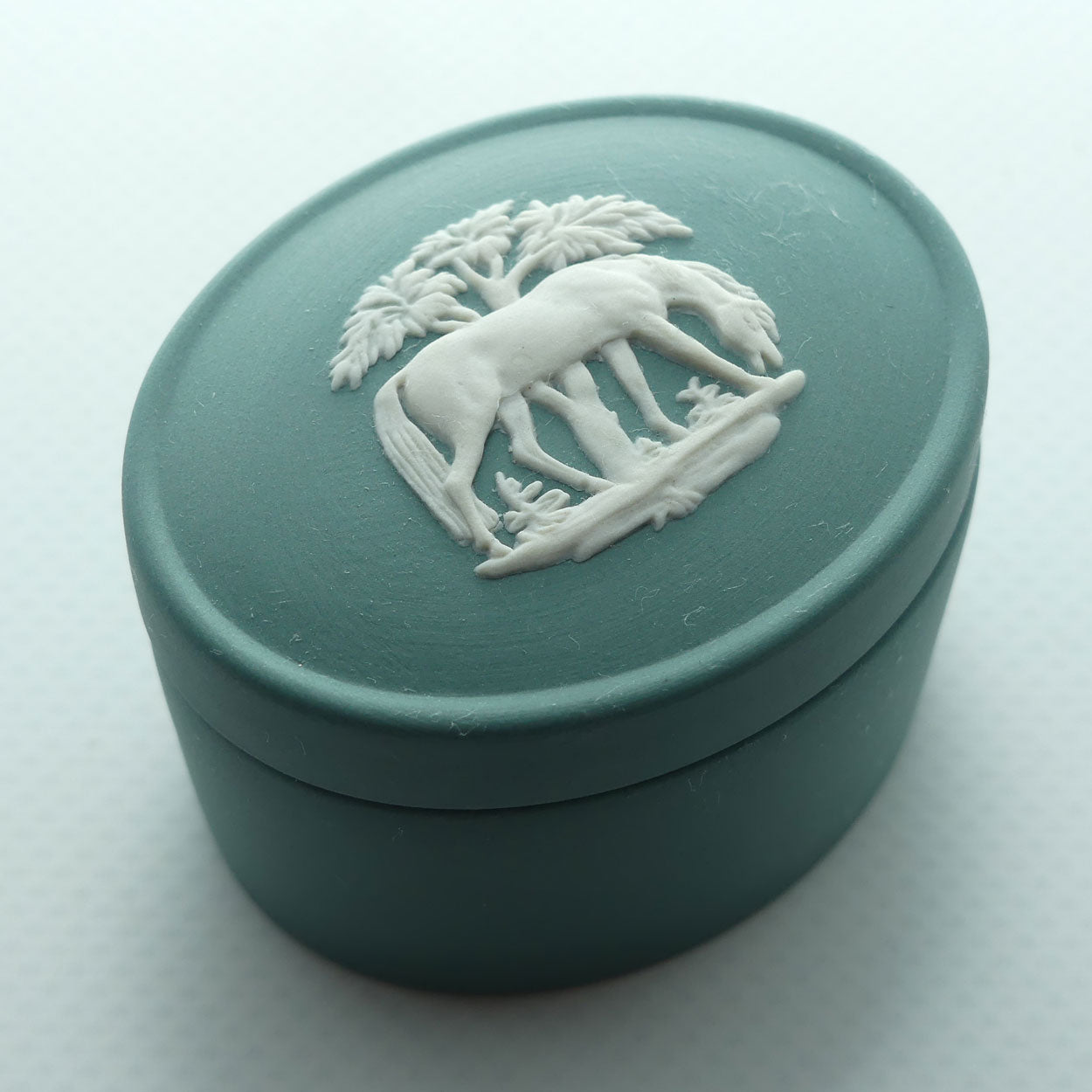 Wedgwood Jasper | White on Spruce | Stubbs Horses trinket box