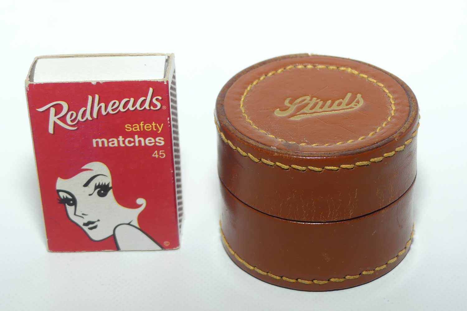 Vintage Leather hinged Stud box | Beautifully Stitched