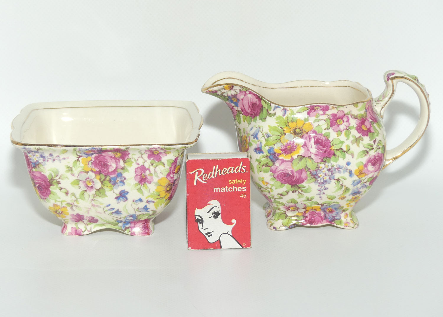 Royal Winton Summertime Chintz milk jug and sugar bowl
