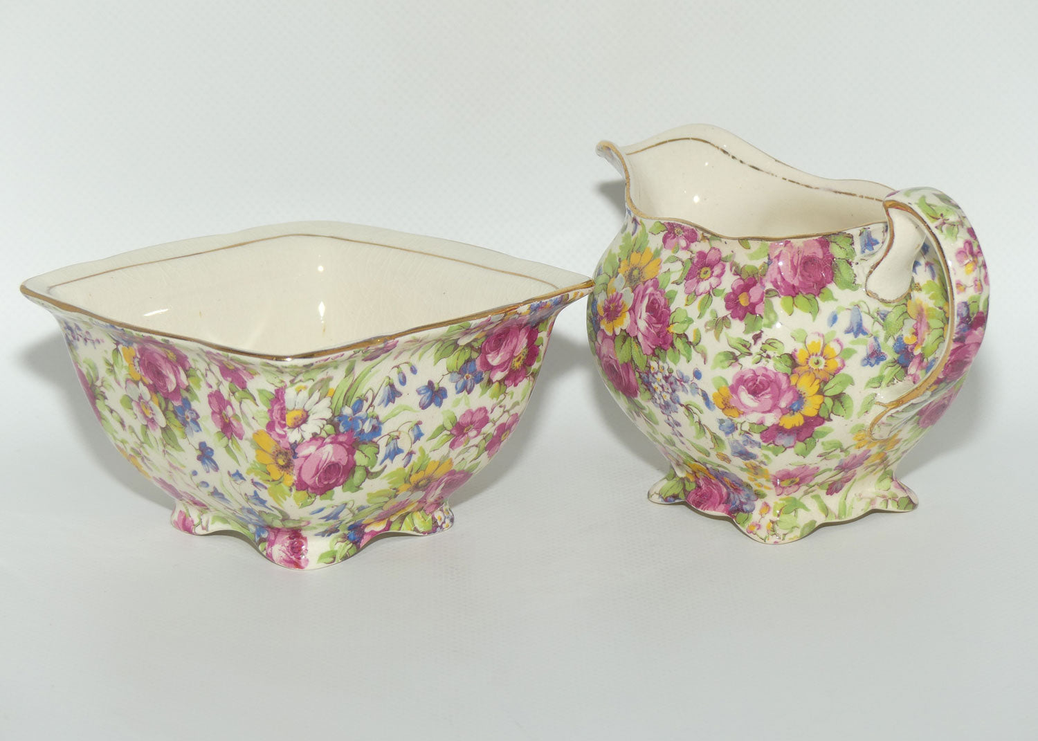 Royal Winton Summertime Chintz milk jug and sugar bowl