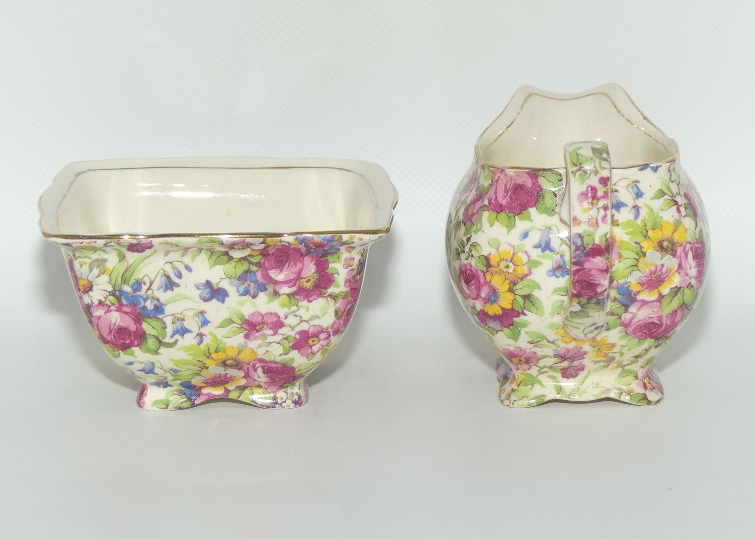 Royal Winton Summertime Chintz milk jug and sugar bowl
