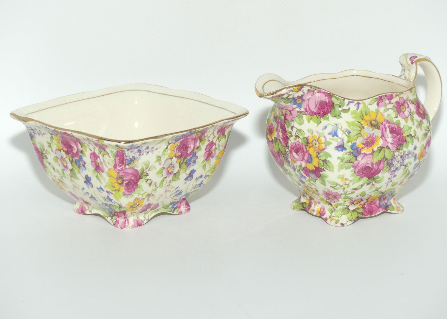 Royal Winton Summertime Chintz milk jug and sugar bowl