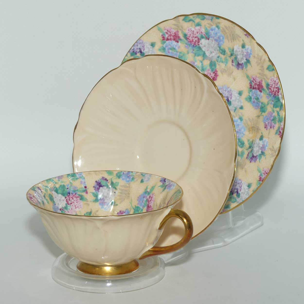 Shelley Oleander shape trio | Summer Glory pattern with Pale Peach exterior