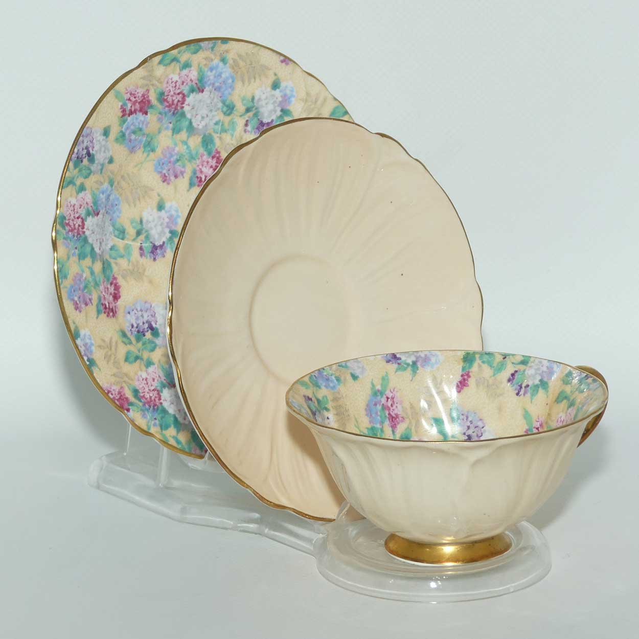 Shelley Oleander shape trio | Summer Glory pattern with Pale Peach exterior