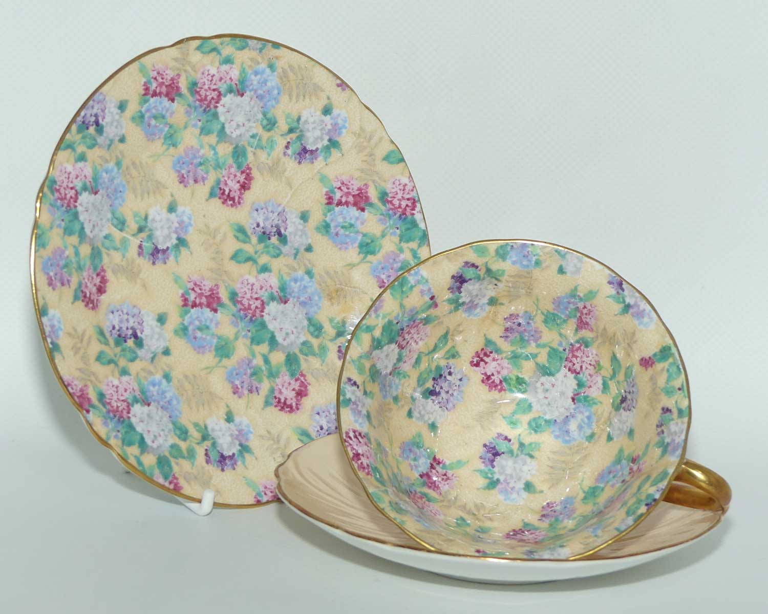 Shelley Oleander shape trio | Summer Glory pattern with Pale Peach exterior