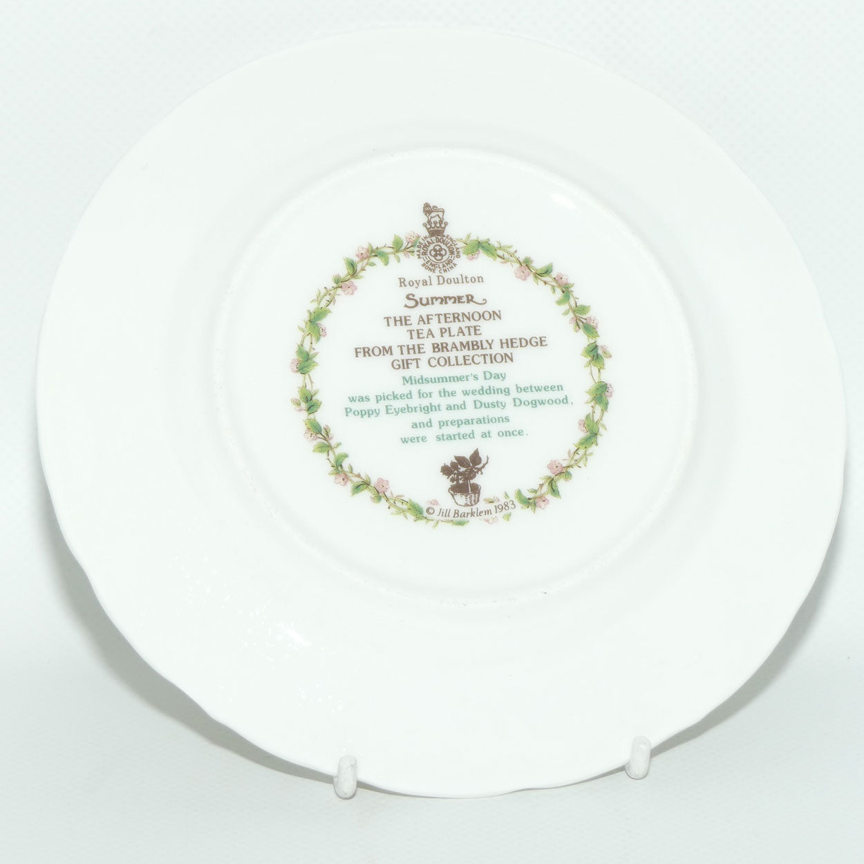 Royal Doulton Brambly Hedge Giftware | Four Seasons tea plate | Summer | 16cm | boxed