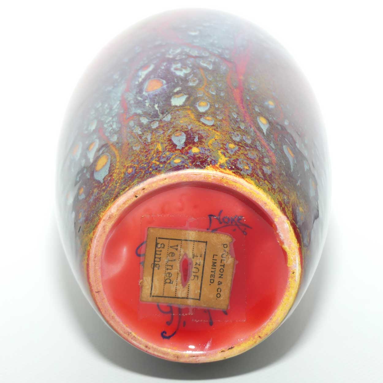 Royal Doulton Flambe Sung veined and mottled vase | Original Label | Noke and Fred Moore