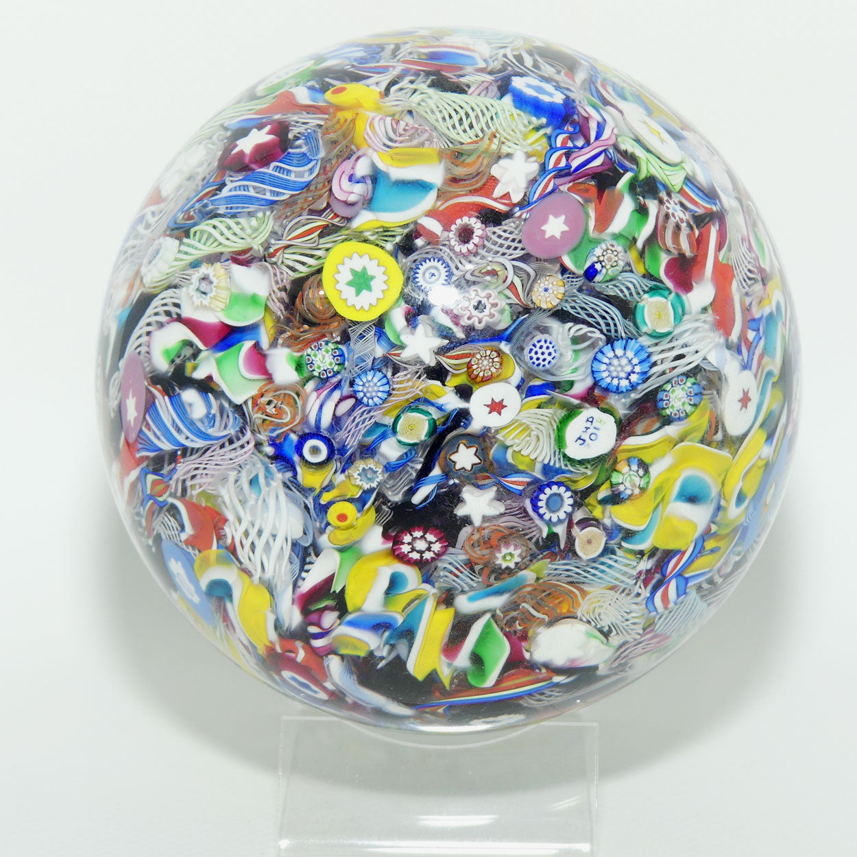 John Deacons Scotland Millefiori Scramble Super Magnum paperweight | Yellow