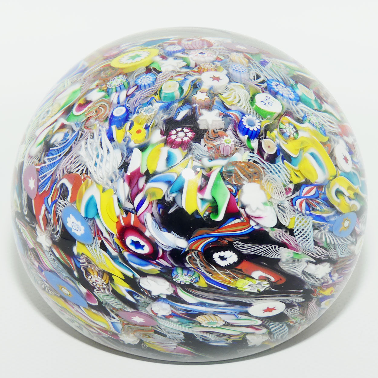 John Deacons Scotland Millefiori Scramble Super Magnum paperweight | Yellow