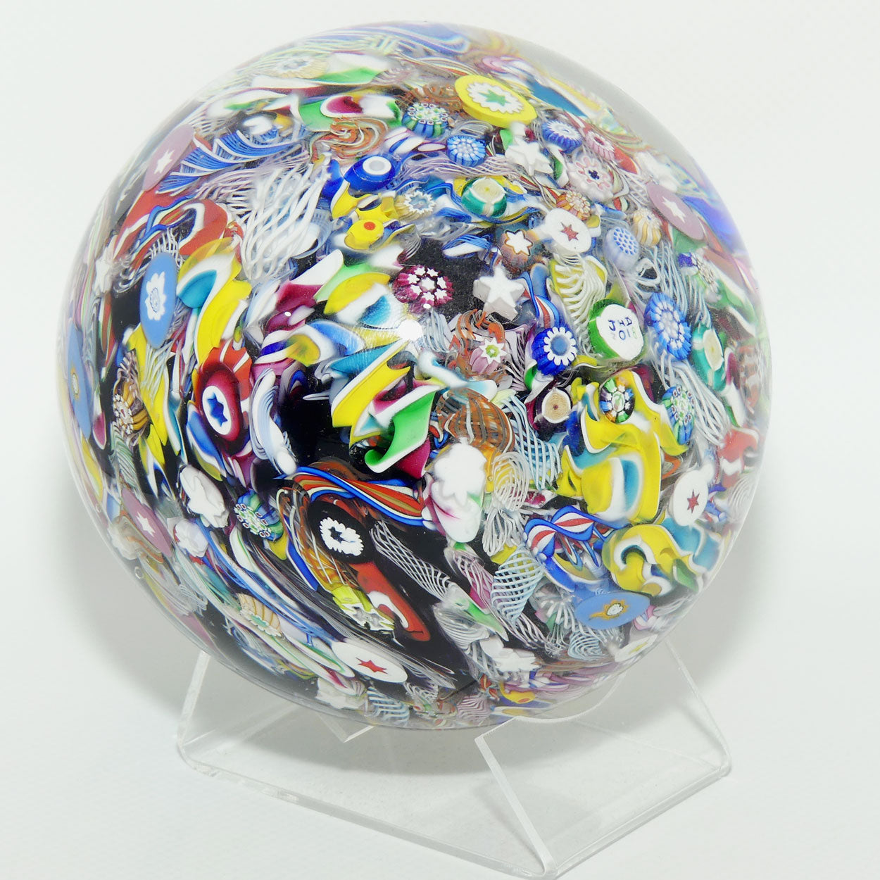 John Deacons Scotland Millefiori Scramble Super Magnum paperweight | Yellow