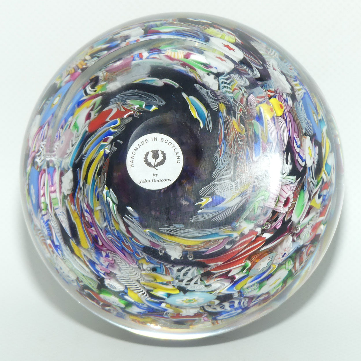 John Deacons Scotland Millefiori Scramble Super Magnum paperweight | Yellow