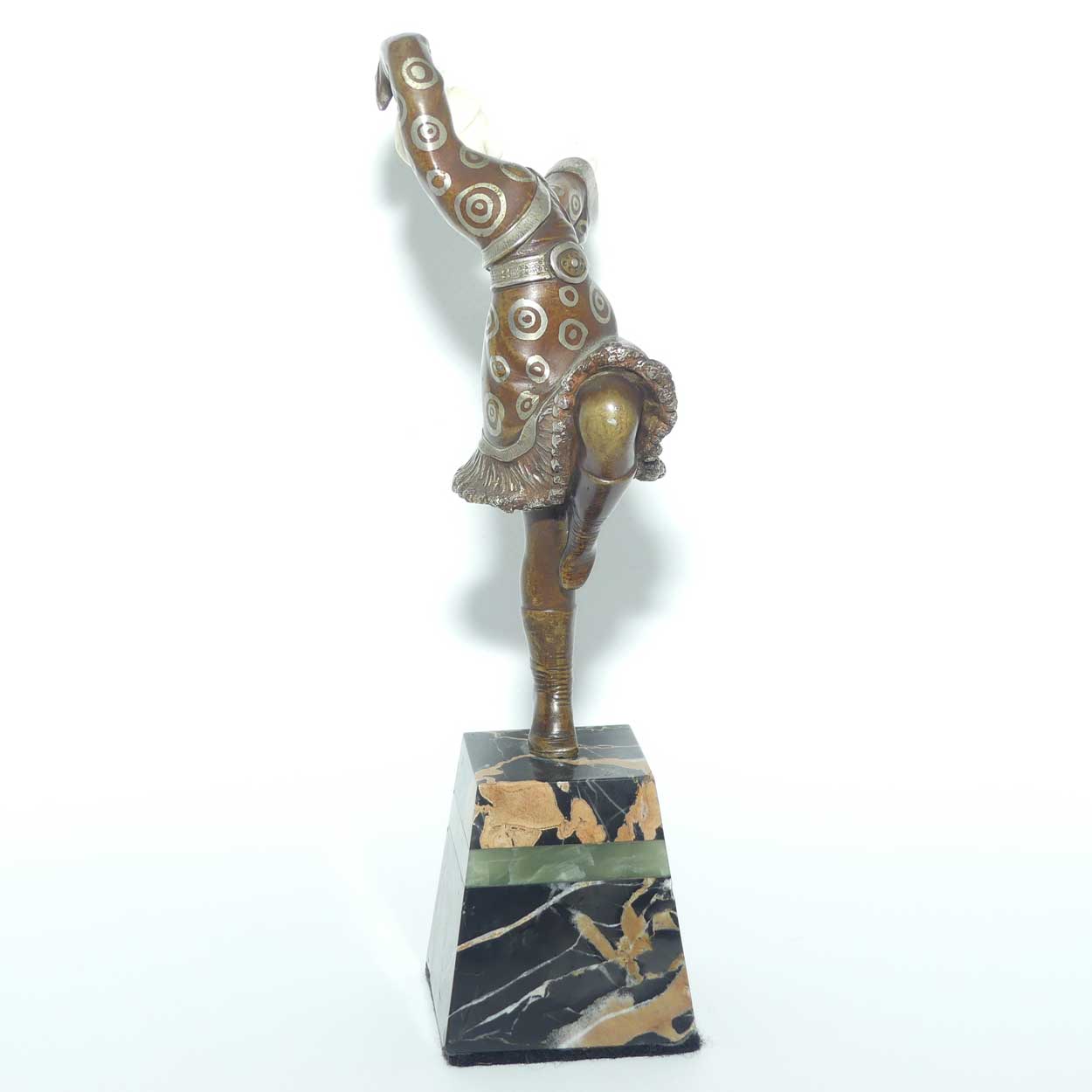 Art Deco Chryselephantine Bronze and Ivory figure on Marble base of a Russian Dancer by Suzanne Bertrand