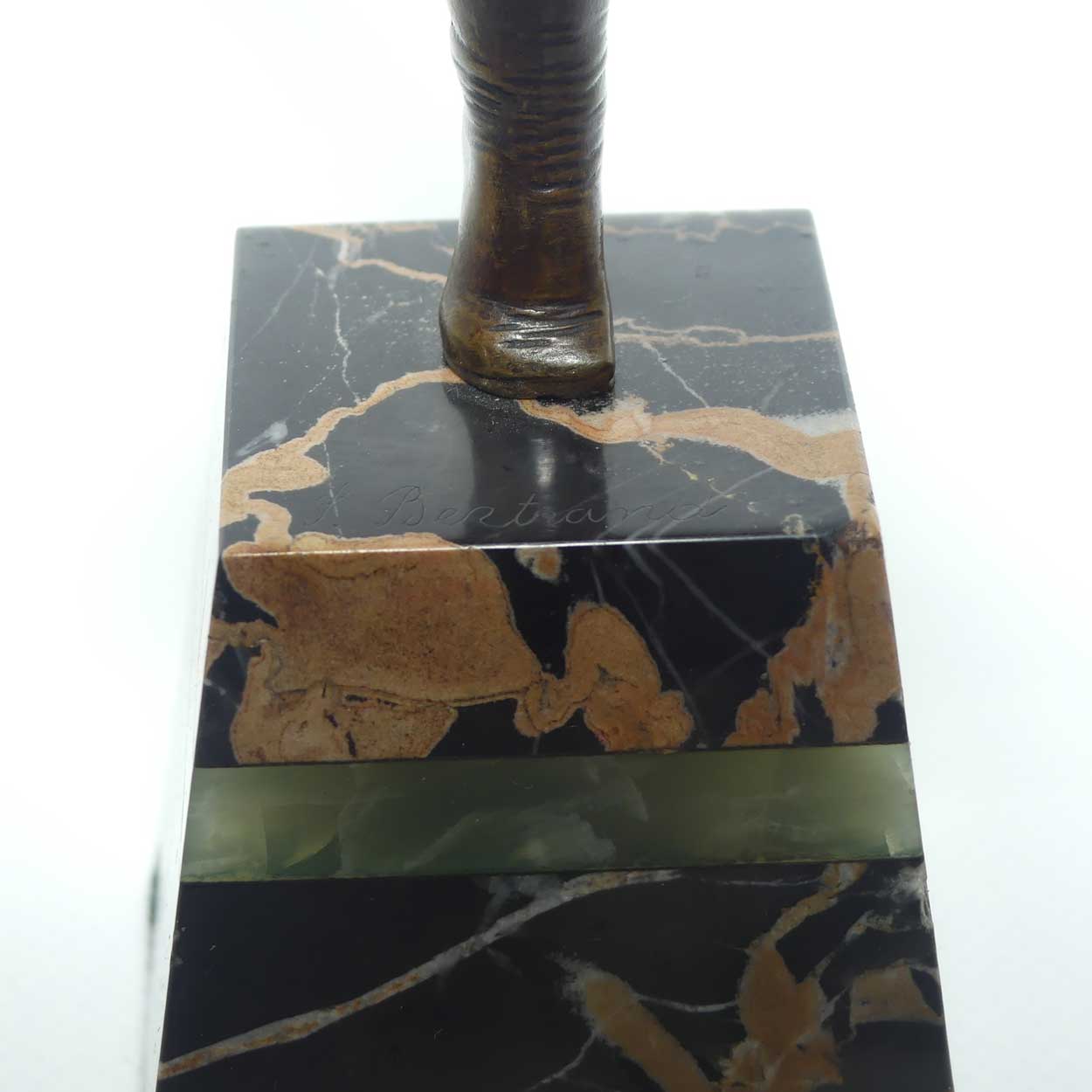 Art Deco Chryselephantine Bronze and Ivory figure on Marble base of a Russian Dancer by Suzanne Bertrand