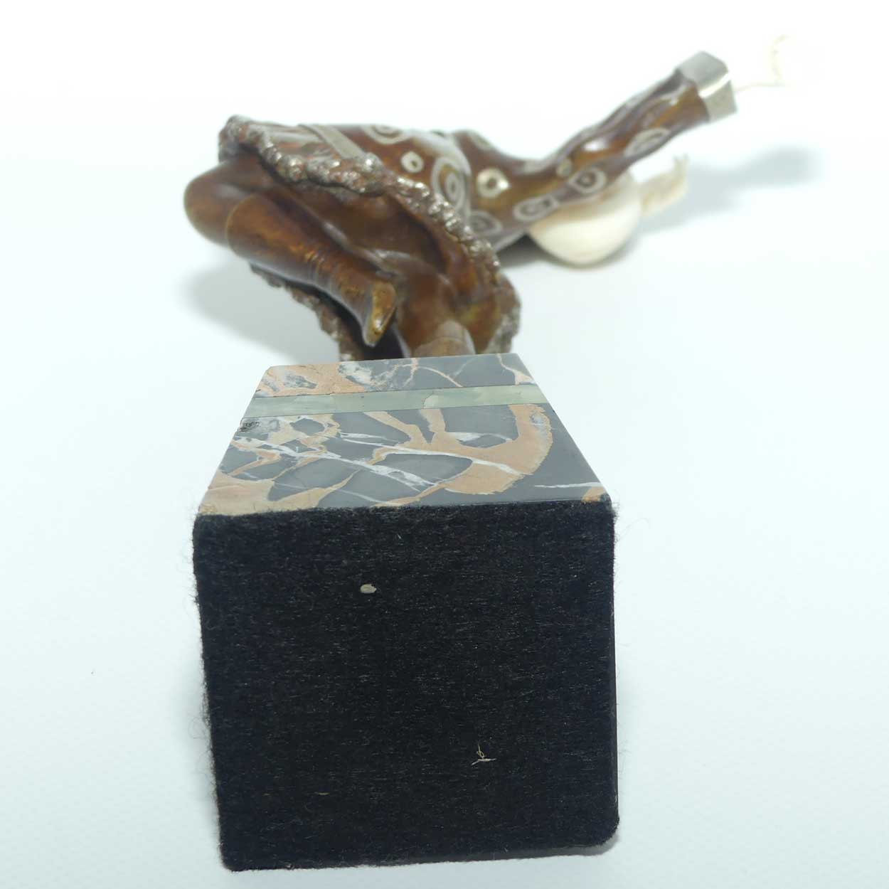 Art Deco Chryselephantine Bronze and Ivory figure on Marble base of a Russian Dancer by Suzanne Bertrand