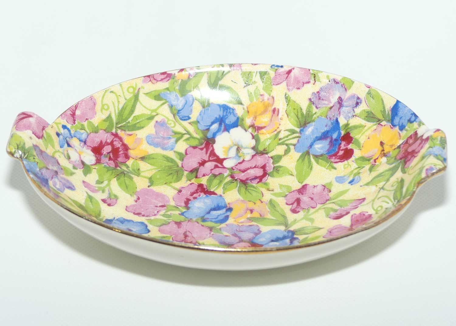 Royal Winton Sweet Pea Chintz twin handle oval dish