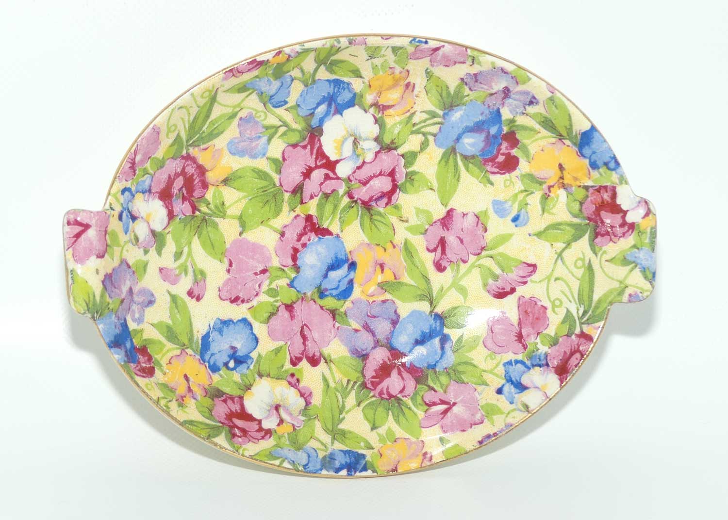 Royal Winton Sweet Pea Chintz twin handle oval dish
