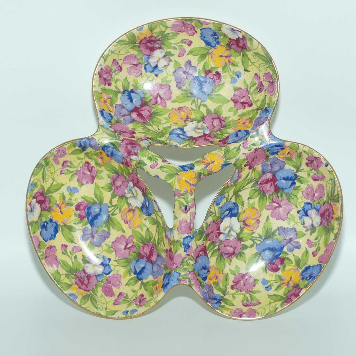 Royal Winton Chintz Sweet Pea triple compartment savoury dish