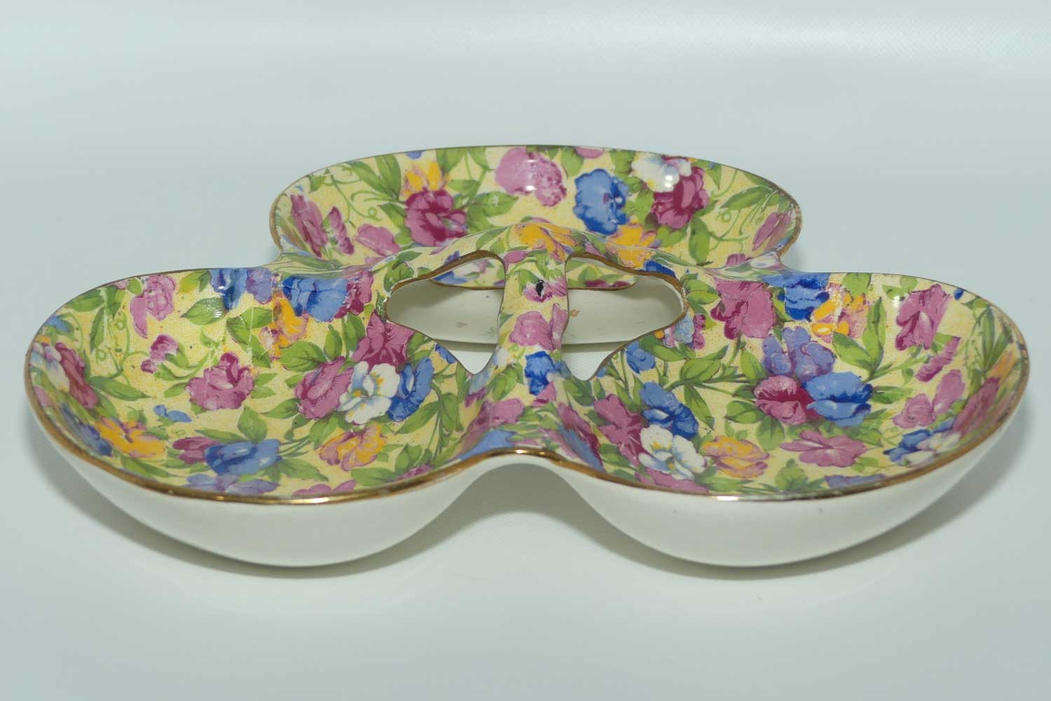 Royal Winton Chintz Sweet Pea triple compartment savoury dish