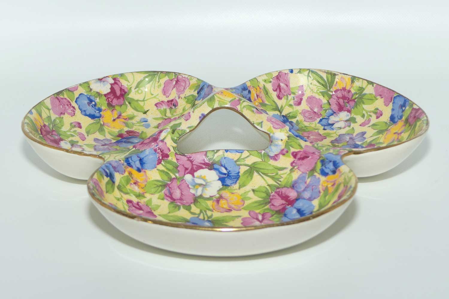 Royal Winton Chintz Sweet Pea triple compartment savoury dish