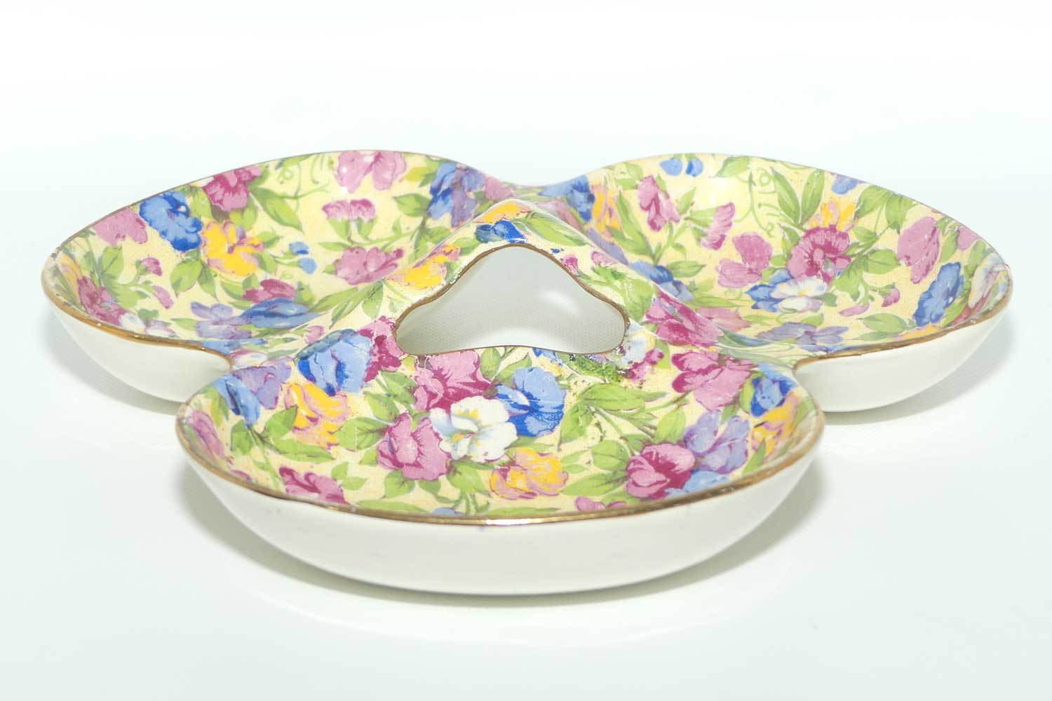 Royal Winton Chintz Sweet Pea triple compartment savoury dish
